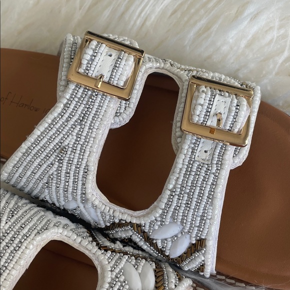 + HOUSE OF HARLOW 1960 + Beaded Flat Double Buckle Sandal - Picture 7 of 8